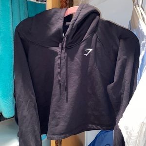 Black Cropped Gym Shark Hoodie